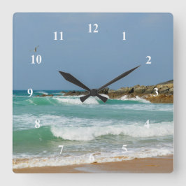 Fistral Beach Newquay Cornwall England Quadratische Wanduhr