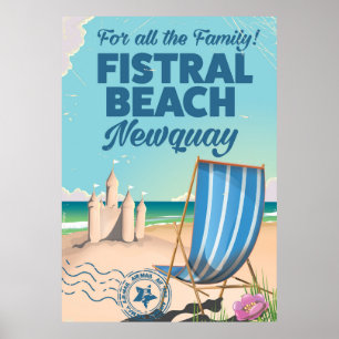 Fistral Beach Newquay Vintage Reiseplakat Poster