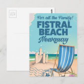 Fistral Beach Newquay Vintage Reiseplakat Postkarte (Vorne/Hinten)