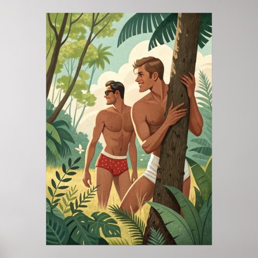 Fit aussehende Jungen im Wald Poster (Vorne)