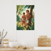 Fit aussehende Jungen im Wald Poster (Küche)