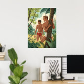 Fit aussehende Jungen im Wald Poster (Heimbüro)