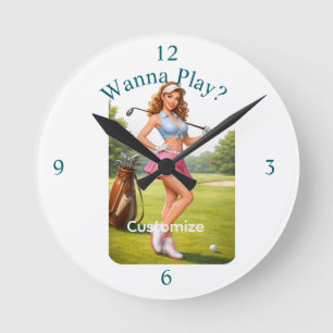 Fit Female Golfer Thunder_Cove Runde Wanduhr