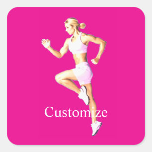 Fit Female Runner Thunder_Cove Quadratischer Aufkleber