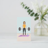 Fit Girl Deadlift Illustration Personal Trainer Visitenkarte (Stehend Vorderseite)
