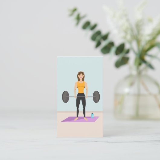 Fit Girl Deadlift Illustration Personal Trainer Visitenkarte (Stehend Vorderseite)