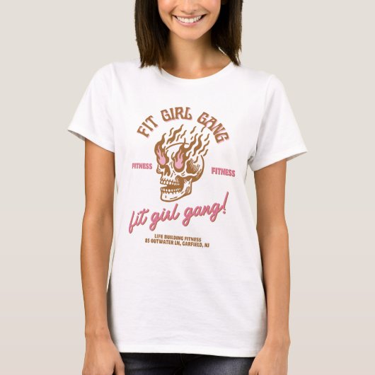 Fit Girl Gang - Skull- Brown and Pink tee (Vorderseite)