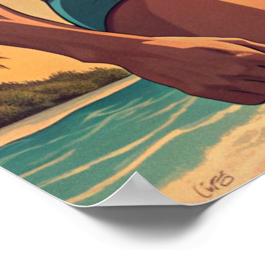 Fit Jungs am Strand Poster (Ecke)