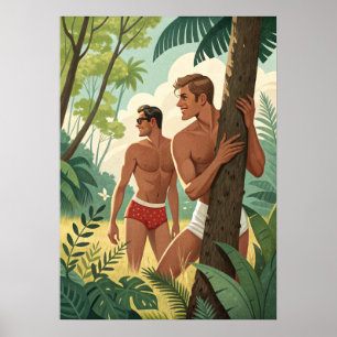 Fit Jungs im Wald Poster