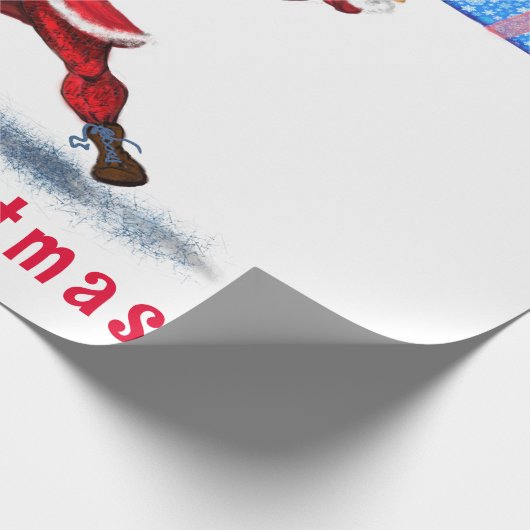 Fit Santa Claus Funny Christmas Wrapping Paper Geschenkpapier (Ecke)