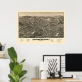 Fitchburg, MA Panorama Karte - 1882 Poster (Heimbüro)