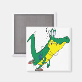Fitness-Alligator-Cartoon Magnet (Vorderseite/Rückseite)