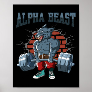 Fitness Alpha Wolf macht Deadlift-Training Poster