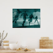 Fitness App Tracker Software Silhouette Illustrati Poster (Küche)