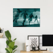 Fitness App Tracker Software Silhouette Illustrati Poster (Heimbüro)