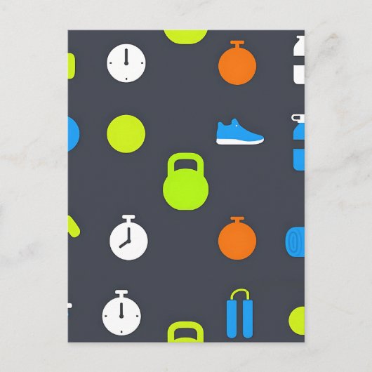 Fitness-Ausrüstung Workout-Muster Postkarte (Vorderseite)