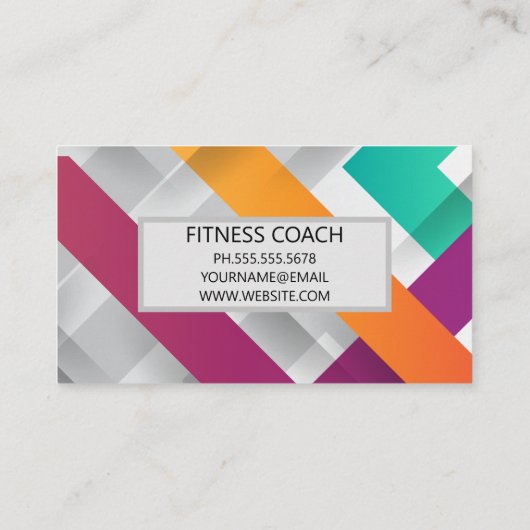 Fitness-Barbell-Logo | Farbenfrohe Überschneidunge Visitenkarte (Rückseite)