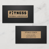 Fitness-Barbell-Logo-Typ | Black Carbon Sleek Visitenkarte (Vorne/Hinten)