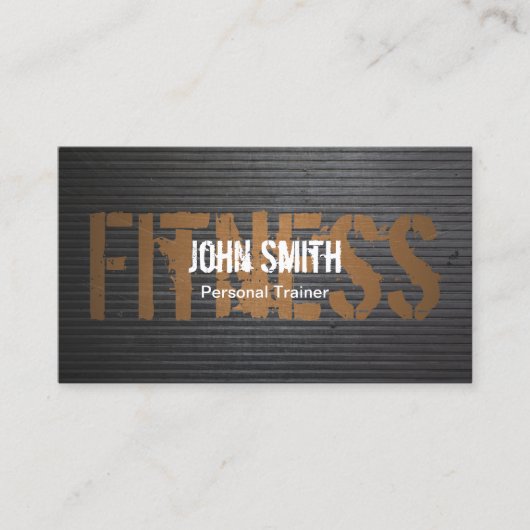 Fitness Beruflich Grunge Metal Personal Trainer Visitenkarte (Vorderseite)