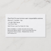 Fitness-Bescheinigung Visitenkarte (Rückseite)