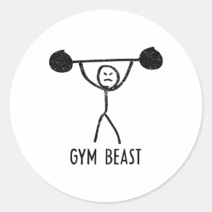 Fitness-Biest Lustige Bodybuilding-Übung Fitness A Runder Aufkleber