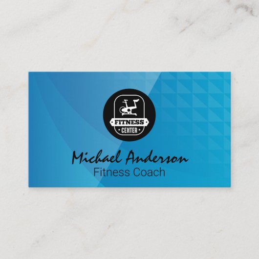 Fitness Bike | Blue Geometric Visitenkarte (Vorderseite)
