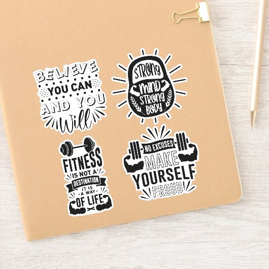 Fitness Bundle Trainieren Sie Fitnessstudio Set Mo Aufkleber (Notizbuch)