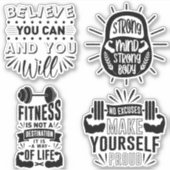 Fitness Bundle Trainieren Sie Fitnessstudio Set Mo Aufkleber (Vorderseite)