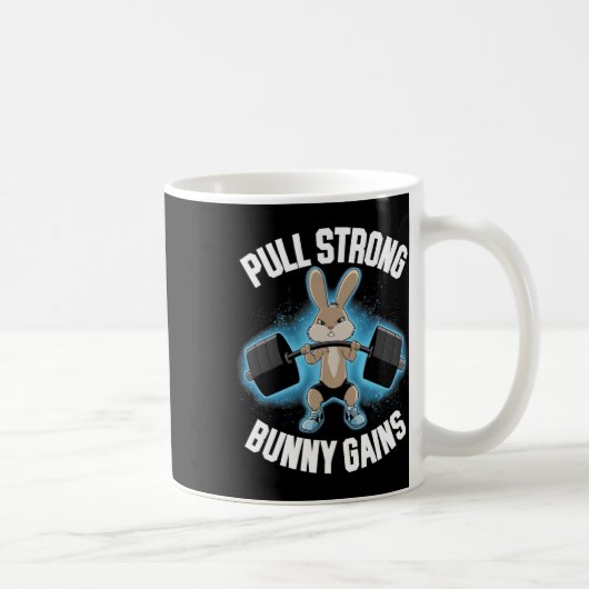 Fitness Bunny Bodybuilder Pull Strong Bunny Gains Kaffeetasse (Rechts)