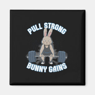Fitness Bunny Bodybuilder Pull Strong Bunny Gains Magnet