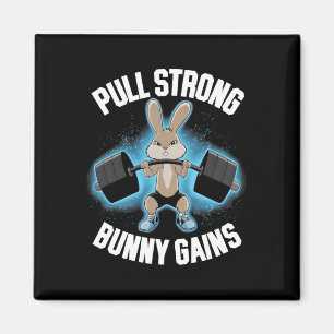 Fitness Bunny Bodybuilder Pull Strong Bunny Gains Magnet