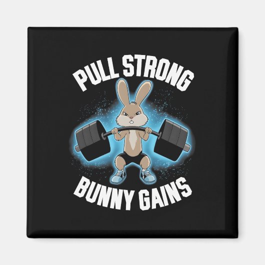 Fitness Bunny Bodybuilder Pull Strong Bunny Gains Magnet (Vorne)
