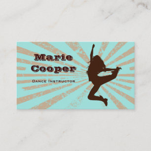 Fitness Business Card Dance Blue Brown Visitenkarte