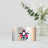 Fitness-Center-Logo | Metallischer Hintergrund Terminkarte (Stehend Vorderseite)