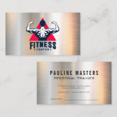Fitness-Center-Logo | Metallischer Hintergrund Terminkarte (Vorne/Hinten)