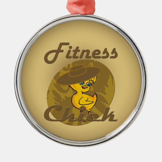 Fitness Chick #6 Silbernes Ornament (Vorne)