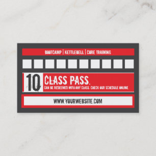Fitness Class Business Card 10 Class Pass Card Treuekarte