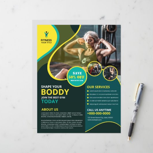 Fitness Club/Fitnessraum Flyer Vorlage (Vorderseite/Rückseite Beispiel)