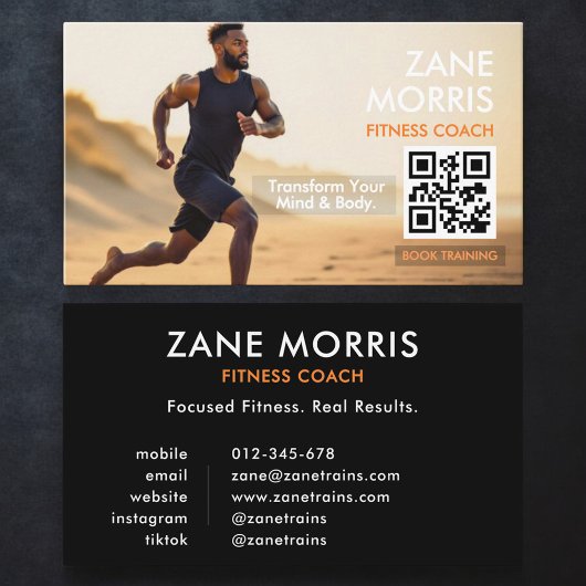Fitness-Coach-Foto-QR-Code Visitenkarte