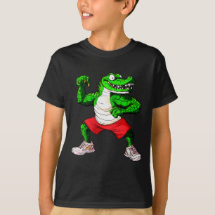 Fitness-Crop-Top mit Krokodil-Print und V-Ausschni T-Shirt