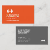Fitness des Dumbell-Logos Personal Trainer Orange/ Visitenkarte (Vorne/Hinten)