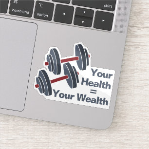 Fitness Dumbell Ihre Gesundheit = Ihr Vermögen Aufkleber