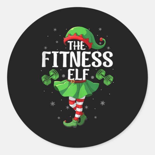 Fitness Elf Christmas Girls Women Elf Squad Xmas F Runder Aufkleber (Vorderseite)