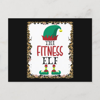 Fitness Elf Leopard Elf Weihnachtsgeschenk Postkarte