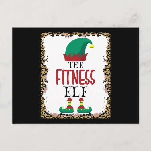 Fitness Elf Leopard Elf Weihnachtsgeschenk Postkarte (Vorderseite)