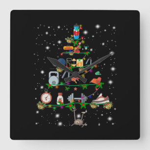 Fitness-Enthusiast Turninstrument Weihnachtsbaum Quadratische Wanduhr