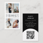 Fitness Fett Typografie Foto Collage Qr Code Visitenkarte (Vorne/Hinten)