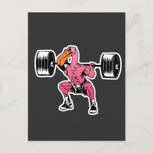 Fitness Flamingo Weightlift Bodybuilder Muskel Postkarte (Vorderseite)