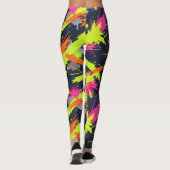 Fitness Fluorescent Orange Electric Yellow Pink Leggings (Rückseite)