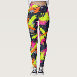 Fitness Fluorescent Orange Electric Yellow Pink Leggings